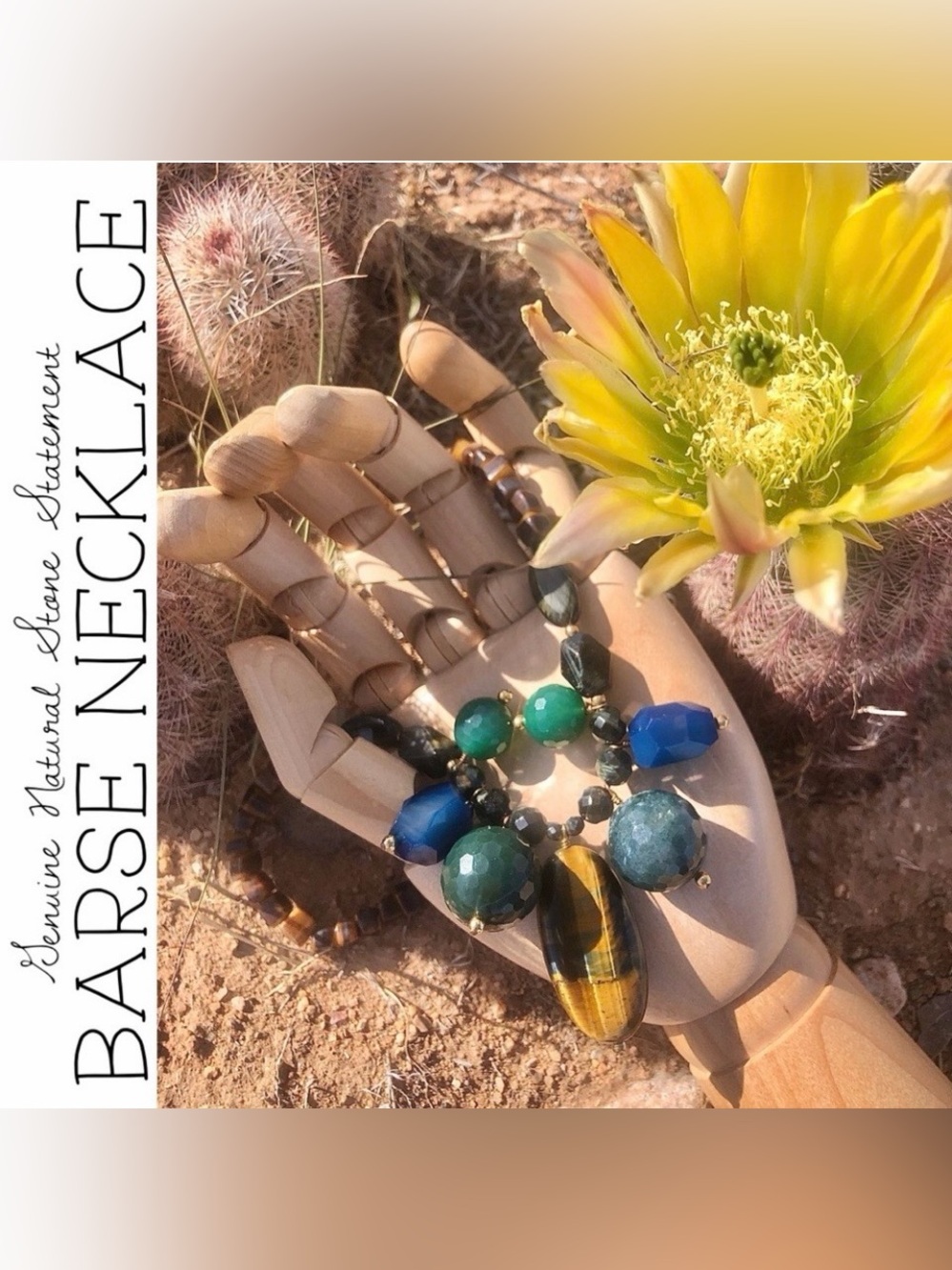 Barse Genuine Stone Bead Statement Necklace